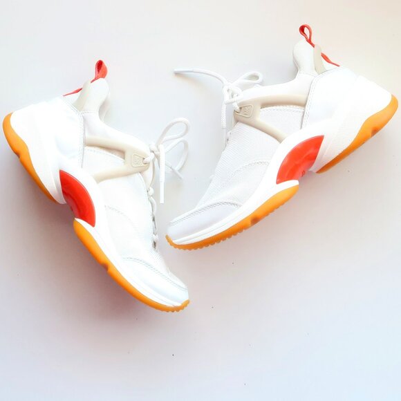 Michael Kors Chunky White Orange Sneakers Athleisure Sporty Tennis Shoes 7 - Picture 3 of 16